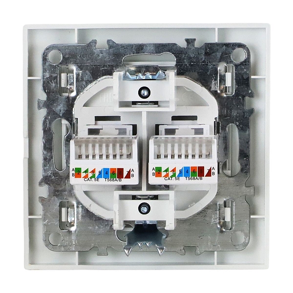Розетка RJ-45 2-местная СП Минск белая EKF