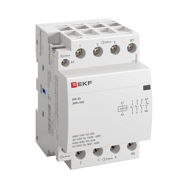 Контактор модульный КМ 25А 3NO+1NC 230В АС (3 мод.) PROXIMA EKF