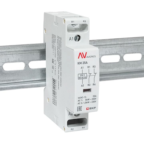 Контактор модульный КМ 25А 2NC 230В АС (1 мод.) AVERES EKF