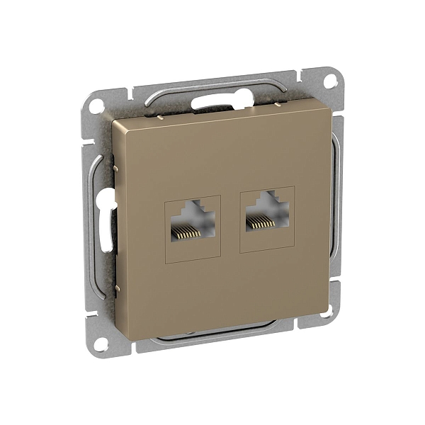 Механизм розетки RJ45 - 2шт, (cat6), шампань Эпика EKF