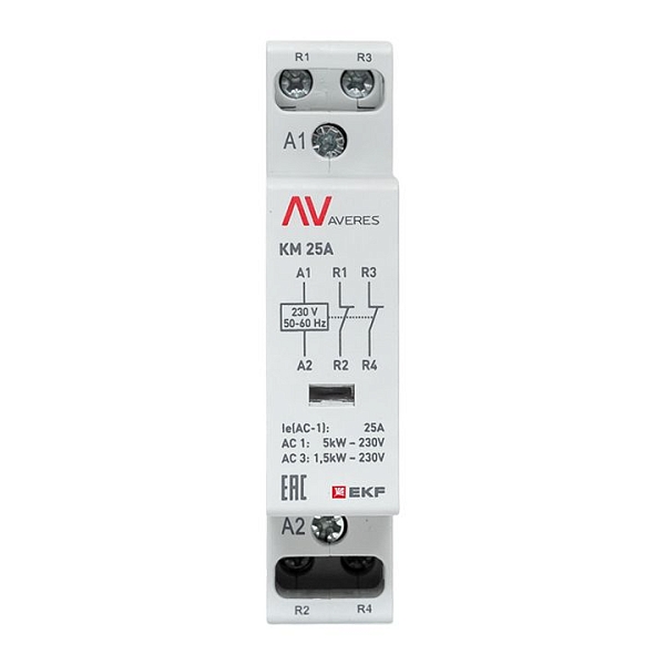 Контактор модульный КМ 25А 2NC 230В АС (1 мод.) AVERES EKF