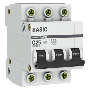 Автоматический выключатель ВА 47-29 3P 25А (C) 4,5кА BASIC