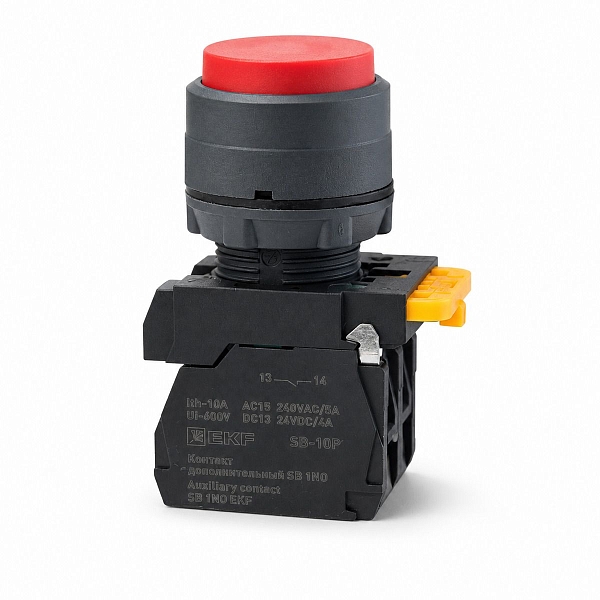 Кнопка выпирающая SB-35 с фиксацией 1NO+1NC красная IP65 EKF