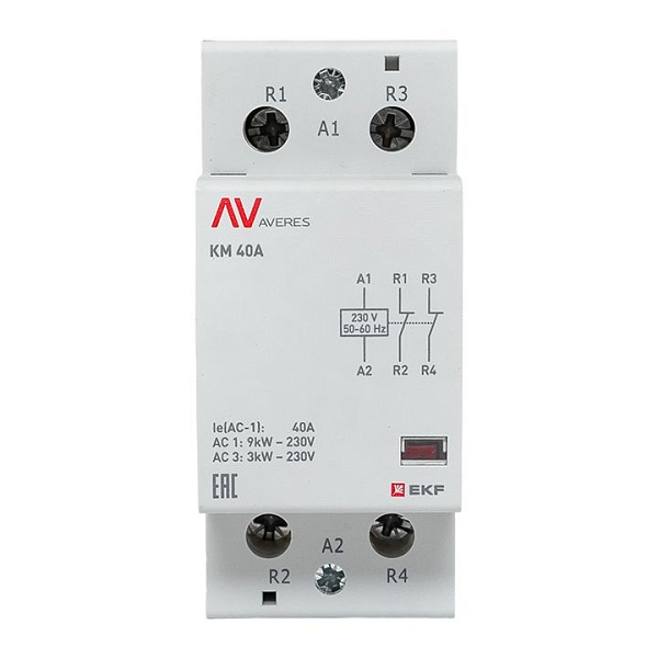 Контактор модульный КМ 40А 2NC 230В АС (2 мод.) AVERES EKF