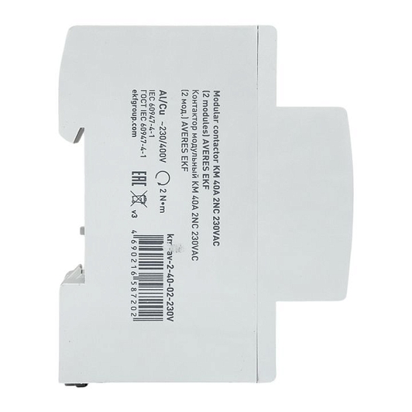 Контактор модульный КМ 40А 2NC 230В АС (2 мод.) AVERES EKF