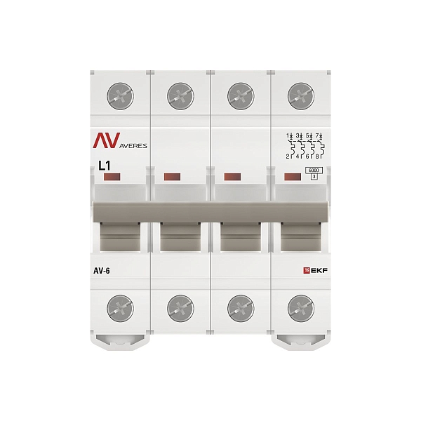 Выключатель автоматический AV-6 4P 1A (L) 6kA EKF AVERES