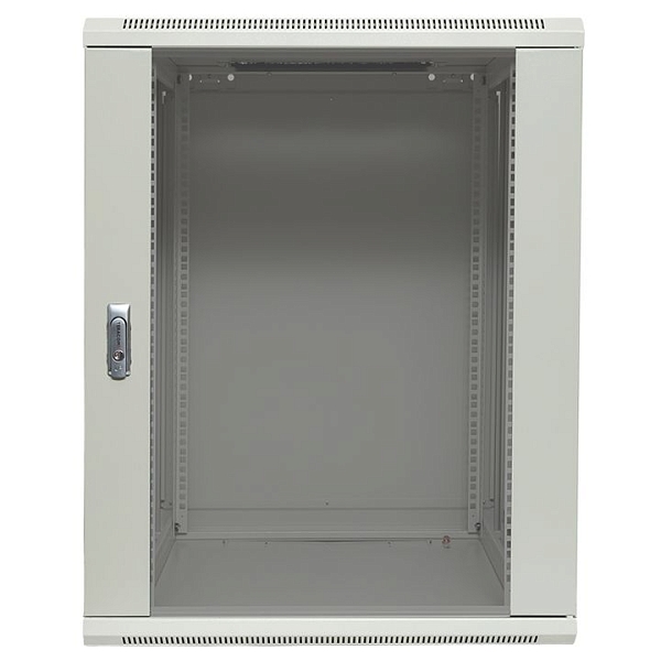 Шкаф настенный 19" TERACOM PRO 15U 600x600 мм дверь стеклянная с замком-ручкой серый