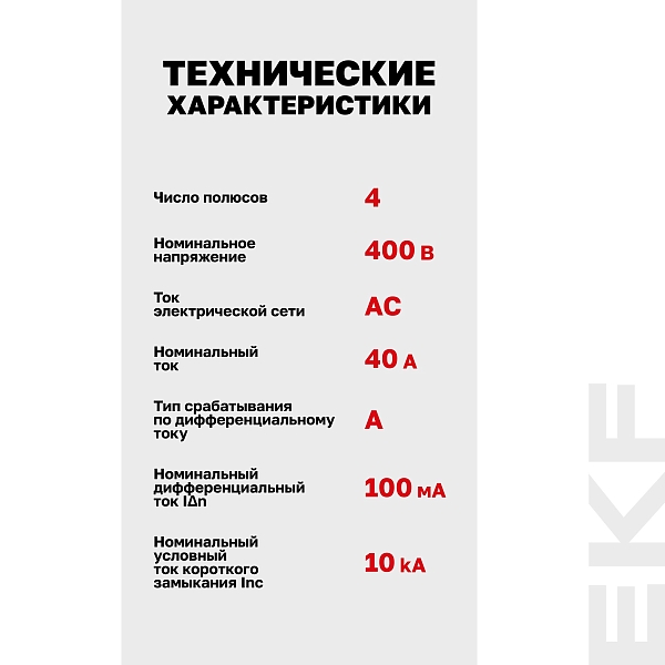 Выключатель дифференциального тока DV 4P 40А 100мА тип A электромеханичекий 10kA AVERES EKF