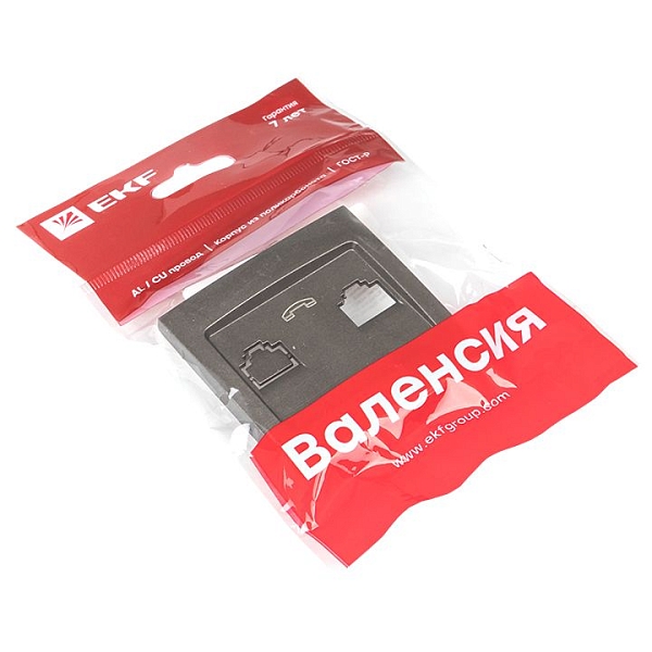 Валенсия лицевая панель розетки Phone 1-местная графит EKF