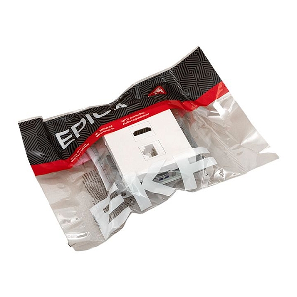 Механизм розетки HDMI+RJ45 (cat5), белый Эпика EKF