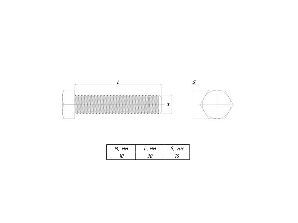 Болт шестигранный М10x30 DIN 933 TDZ EKF