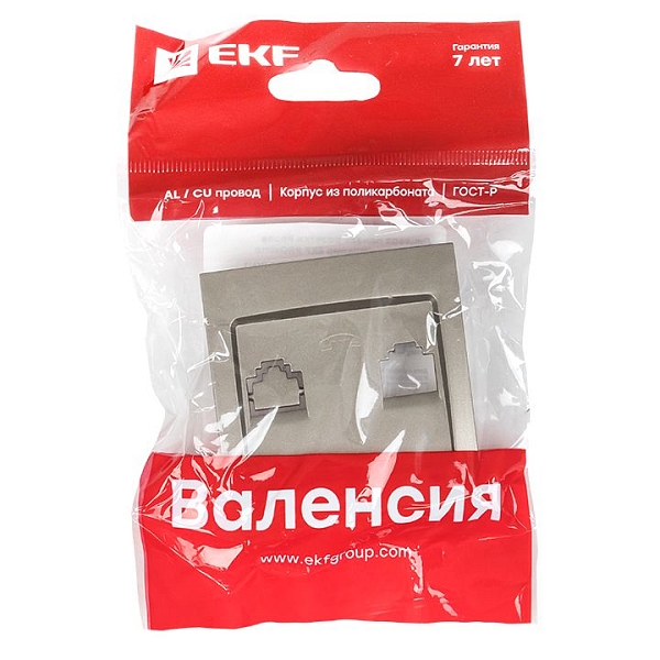 Валенсия лицевая панель розетки Phone 1-местная кашемир EKF