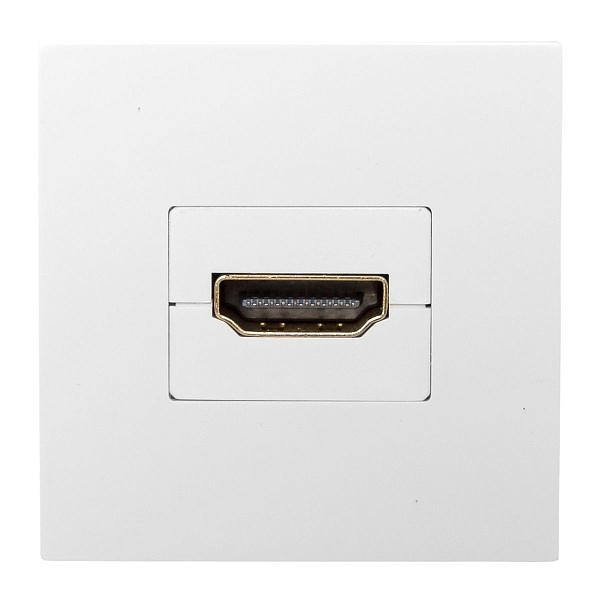 Розетка HDMI, 2 модуля, 1 гнездо, без индикатора, белая EKF