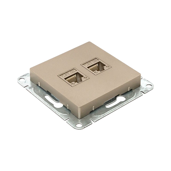 Механизм розетки RJ45 - 2шт, (cat5), шампань Эпика EKF