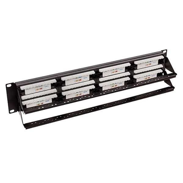 Патч-панель TERACOM CS 19'' Cat.6A 1U полный экран STP 24 порта RJ-45 Dual IDC с органайзером