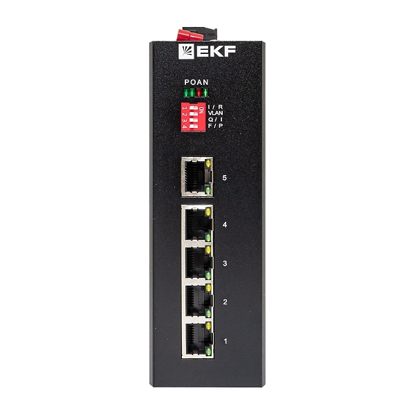 Промышленный неуправляемый коммутатор U-5GT, 5 портов 10/100/1000Base-T(X) RJ45, монтаж на динрейку TSX EKF