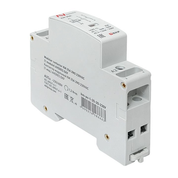 Контактор модульный КМ 25А 2NO 230В АС (1 мод.) AVERES EKF