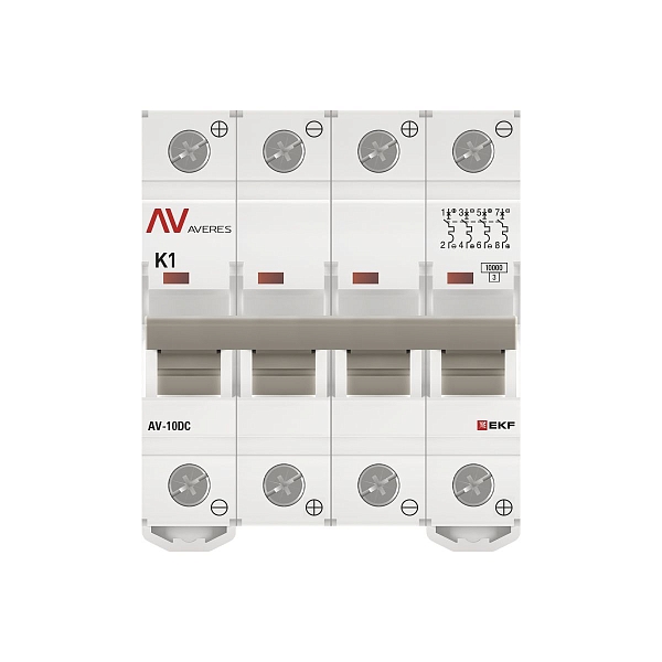 Выключатель автоматический AV-10 DC 4P 1A (K) 10kA EKF AVERES