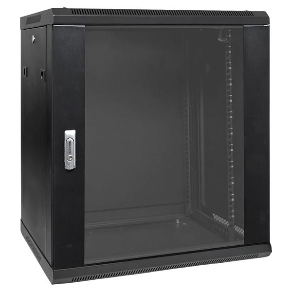Шкаф настенный 19" TERACOM PRO 12U 600x450 мм дверь стеклянная с замком-ручкой чёрный