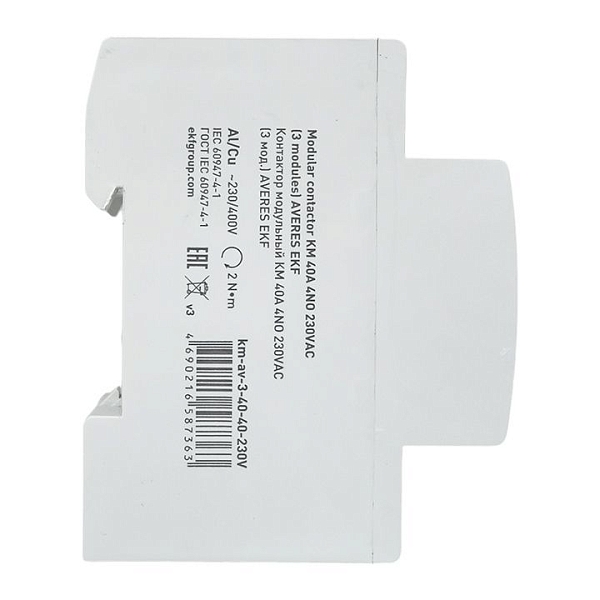 Контактор модульный КМ 40А 4NO 230В АС (3 мод.) AVERES EKF