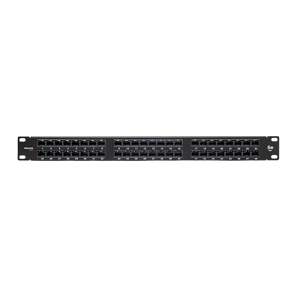 Патч-панель высокой плотности TERACOM PRO 19'' Cat.5E 1U неэкранированная UTP 48 портов RJ-45 Dual IDC с органайзером