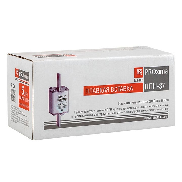 Плавкая вставка ППН-37 400/80А габарит 2 EKF 