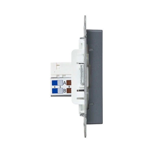 Механизм розетки RJ45 - 2шт, (cat5), графит Эпика EKF