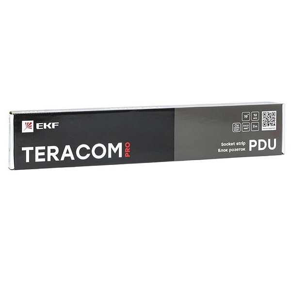 Блок розеток PDU TERACOM PRO 19" 1U 16А/250В 8 розеток Schuko с выключателем шнур питания длиной 2 метра сечение 3x1,5 мм2 вилка Schuko корпус алюминий черный