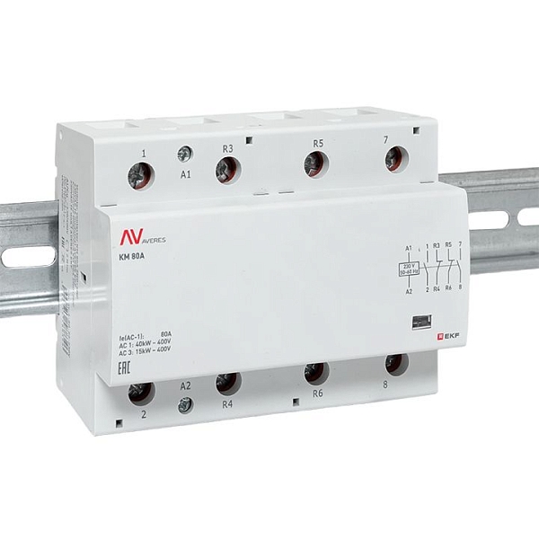 Контактор модульный КМ 80А 2NO+2NC 230В АС (6 мод.) AVERES EKF