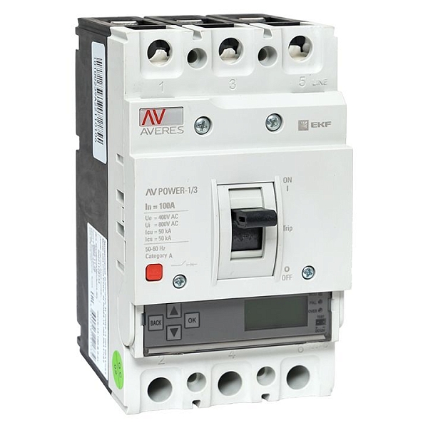 Выключатель автоматический в литом корпусе AV-POWER-1/3 100А 50кА ETU6.0 EKF