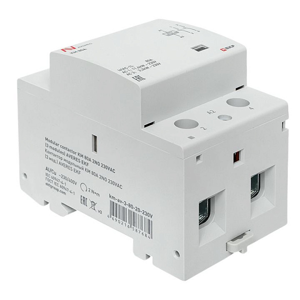 Контактор модульный КМ 80А 2NO 230В АС (3 мод.) AVERES EKF