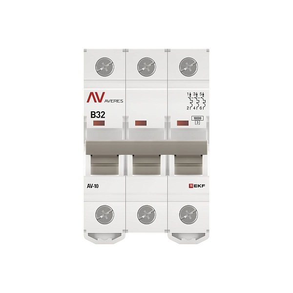 Выключатель автоматический AV-10 3P 32A (B) 10kA EKF AVERES