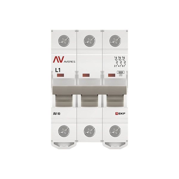 Выключатель автоматический AV-10 3P 1A (L) 10kA EKF AVERES
