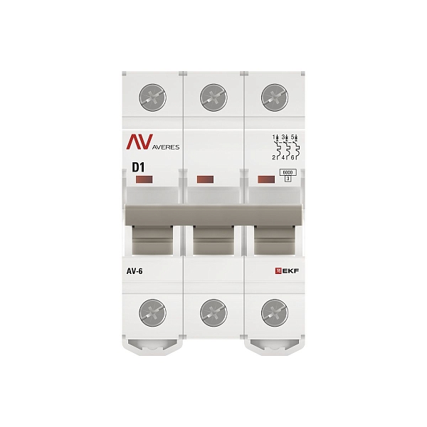 Выключатель автоматический AV-6 3P 1A (D) 6kA EKF AVERES
