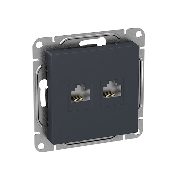 Механизм розетки RJ45 - 2шт, (cat6), графит Эпика EKF