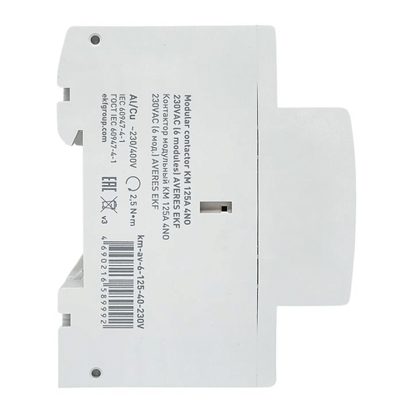 Контактор модульный КМ 125А 4NO 230В АС (6 мод.) AVERES EKF