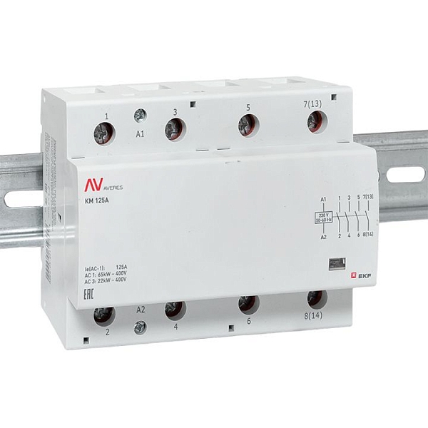 Контактор модульный КМ 125А 4NO 230В АС (6 мод.) AVERES EKF
