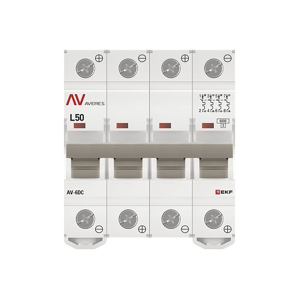 Выключатель автоматический AV-6 DC 4P 50A (L) 6kA EKF AVERES