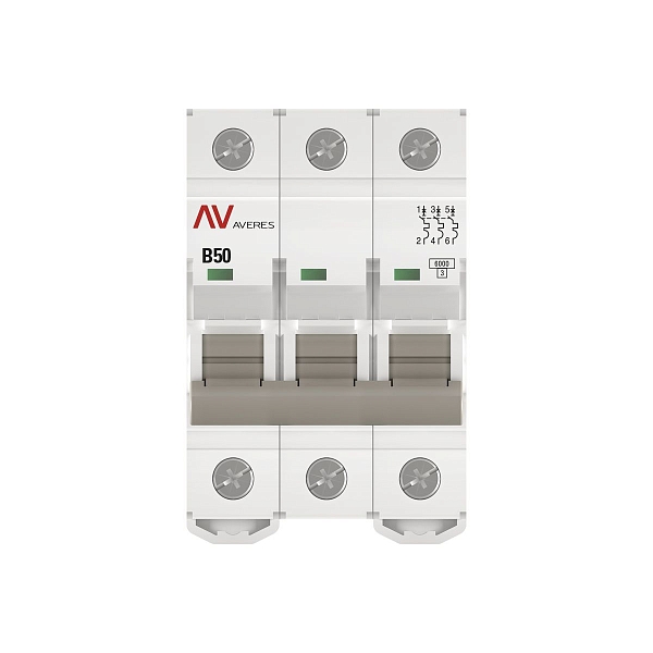 Выключатель автоматический AV-6 3P 50A (B) 6kA EKF AVERES