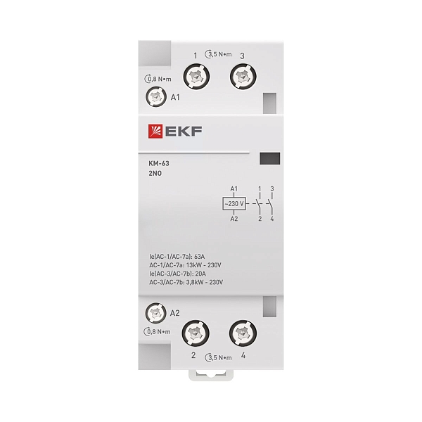Контактор модульный КМ 63А 2NO 230В АС (2 мод.) PROXIMA EKF