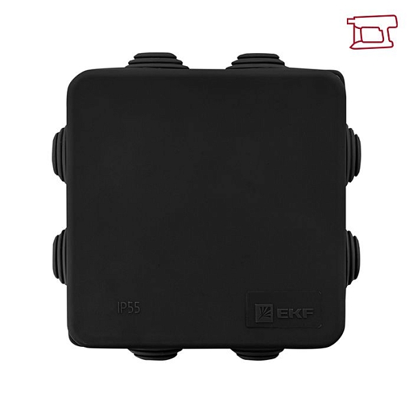 Коробка распределительная КМР-030-031 с крышкой (85x85x40) для прямого монтажа 8 мембр. вводов чёрная IP55 розн. стикер EKF