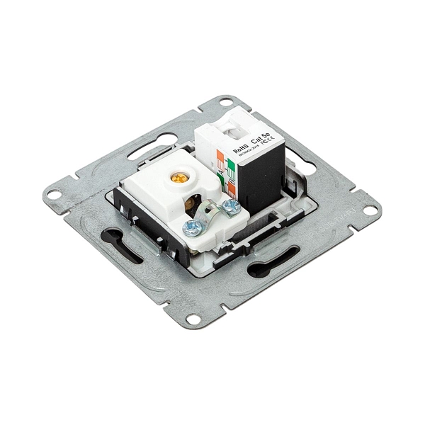 Механизм розетки TV+RJ45 (cat5), чёрный Эпика EKF