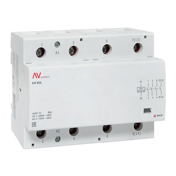 Контактор модульный КМ 80А 4NO 230В АС (6 мод.) AVERES EKF