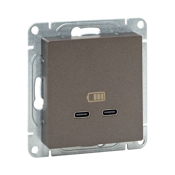 Механизм розетки USB-C - 2шт, мокко Эпика EKF