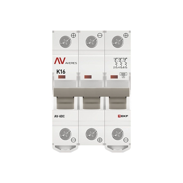 Выключатель автоматический AV-6 DC 3P 16A (K) 6kA EKF AVERES