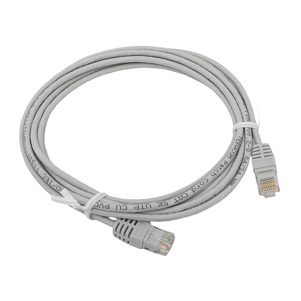 Патч-корд TERACOM Cat.5E (1Гбит/с) неэкранированный UTP оболочка PVC серый (3м)