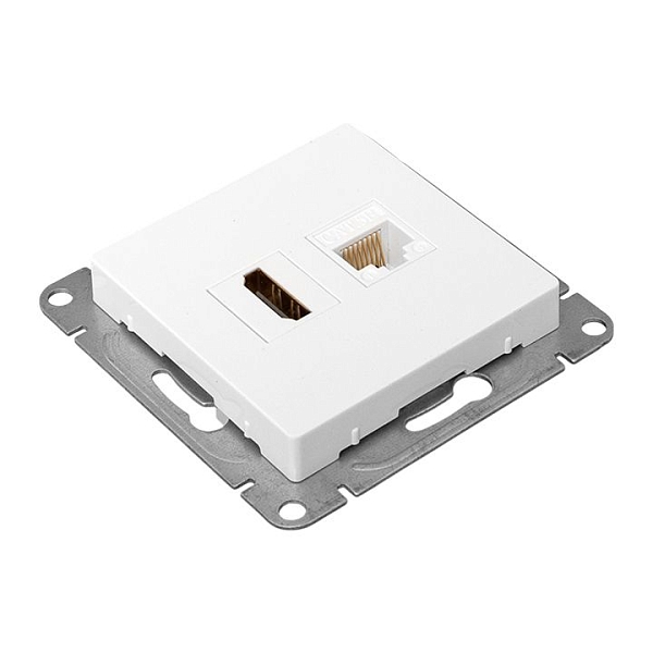 Механизм розетки HDMI+RJ45 (cat5), белый Эпика EKF