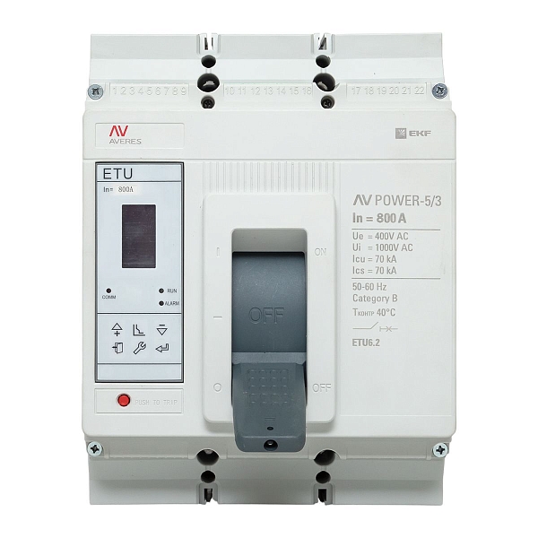 Выключатель автоматический в литом корпусе AV-POWER-5/3 800А 70кА ETU6.2 EKF