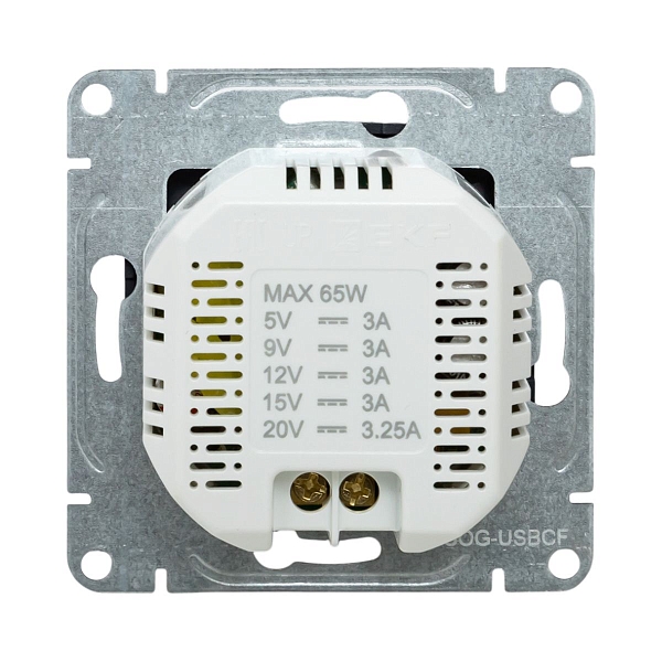 Механизм розетки USB-С, быстрая, графит Эпика EKF