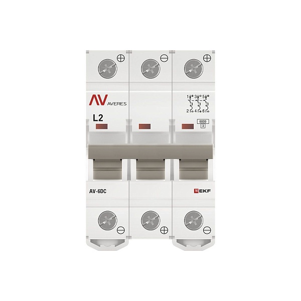 Выключатель автоматический AV-6 DC 3P 2A (L) 6kA EKF AVERES